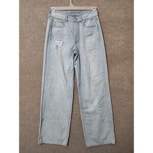 American Eagle Skater Jeans Womens 8 Blue Light Wash Distressed Cotton NWOT